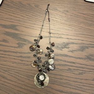 Multi Stone necklace on Grey knotted chord.  Excellent Condition 19” end to end
